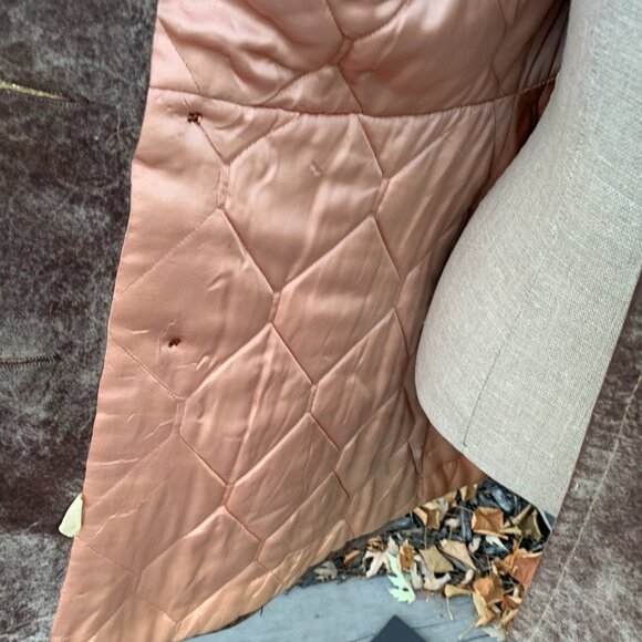 Vintage Penny Lane Pea Coat Faux Suede Fur Trim Double Breasted Overcoat - Picture 8 of 16